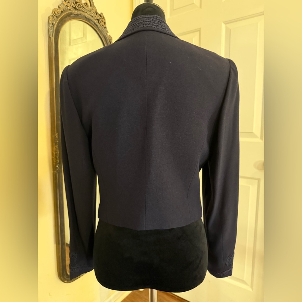 Zelda ~ Vintage Blue/Black Embroidered Soutache Embellished Jacket Blazer - Picture 4 of 10